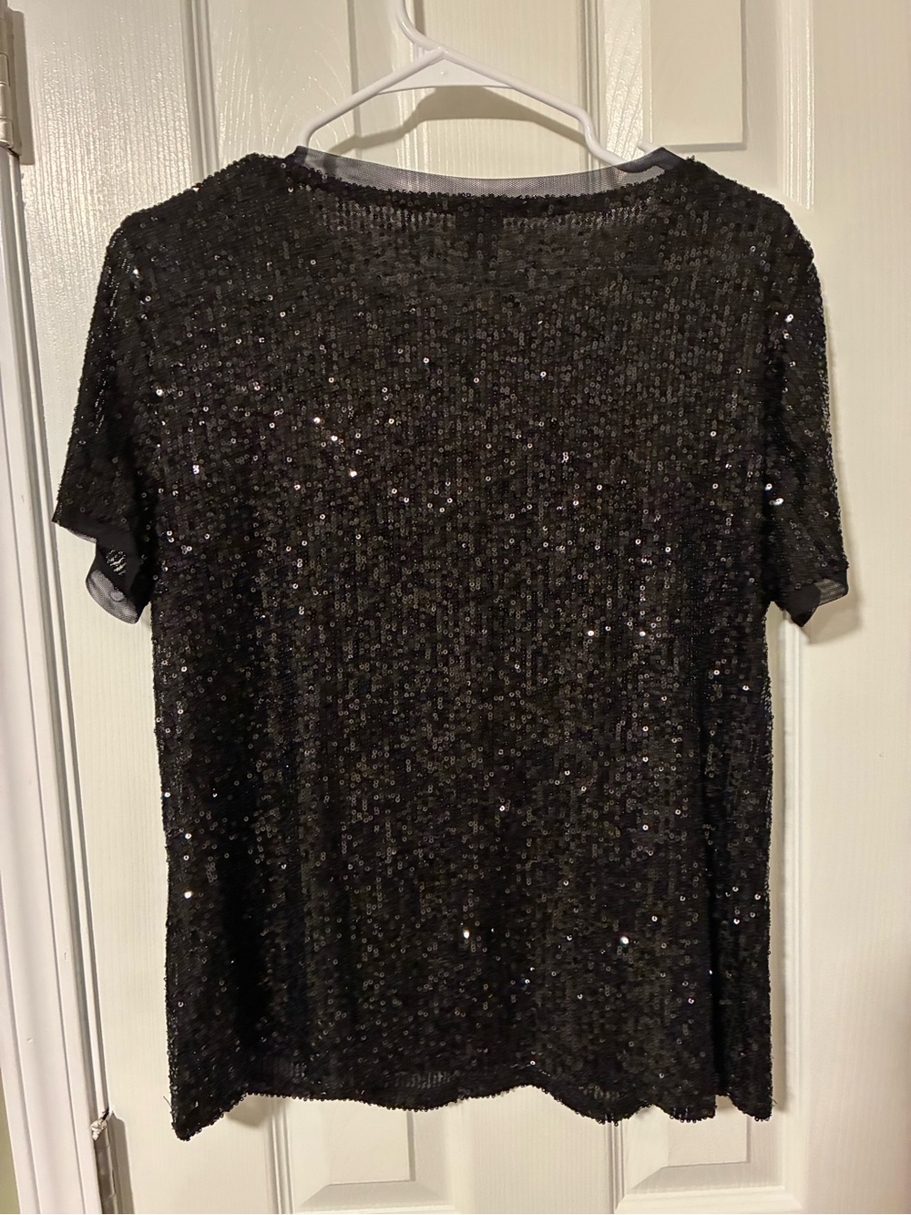 Anne Klein Black Short-Sleeve Sequin Evening Top - Picture 5 of 5